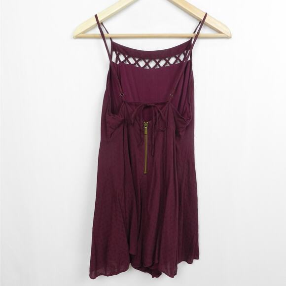Urban Outfitters Romper Size‎ 10 Burgundy Kimchi Blue Tie Back Minimalist Boho - Picture 5 of 11